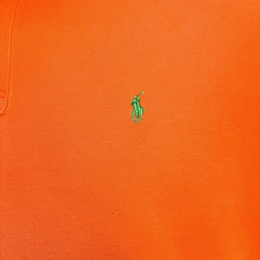 Vintage 90s Y2K Polo Ralph Lauren XL Orange Green Pony Polo Shirt Preppy Worn